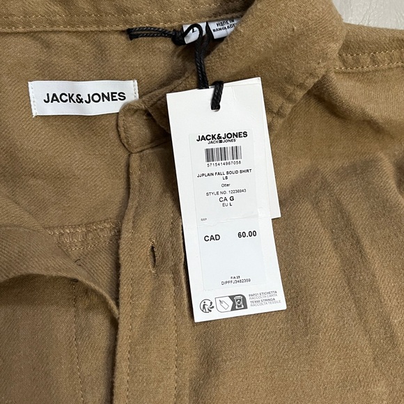 NWT - Jack & Jones Men’s Vintage Brushes Casual Shirt - Size L - Picture 8 of 10